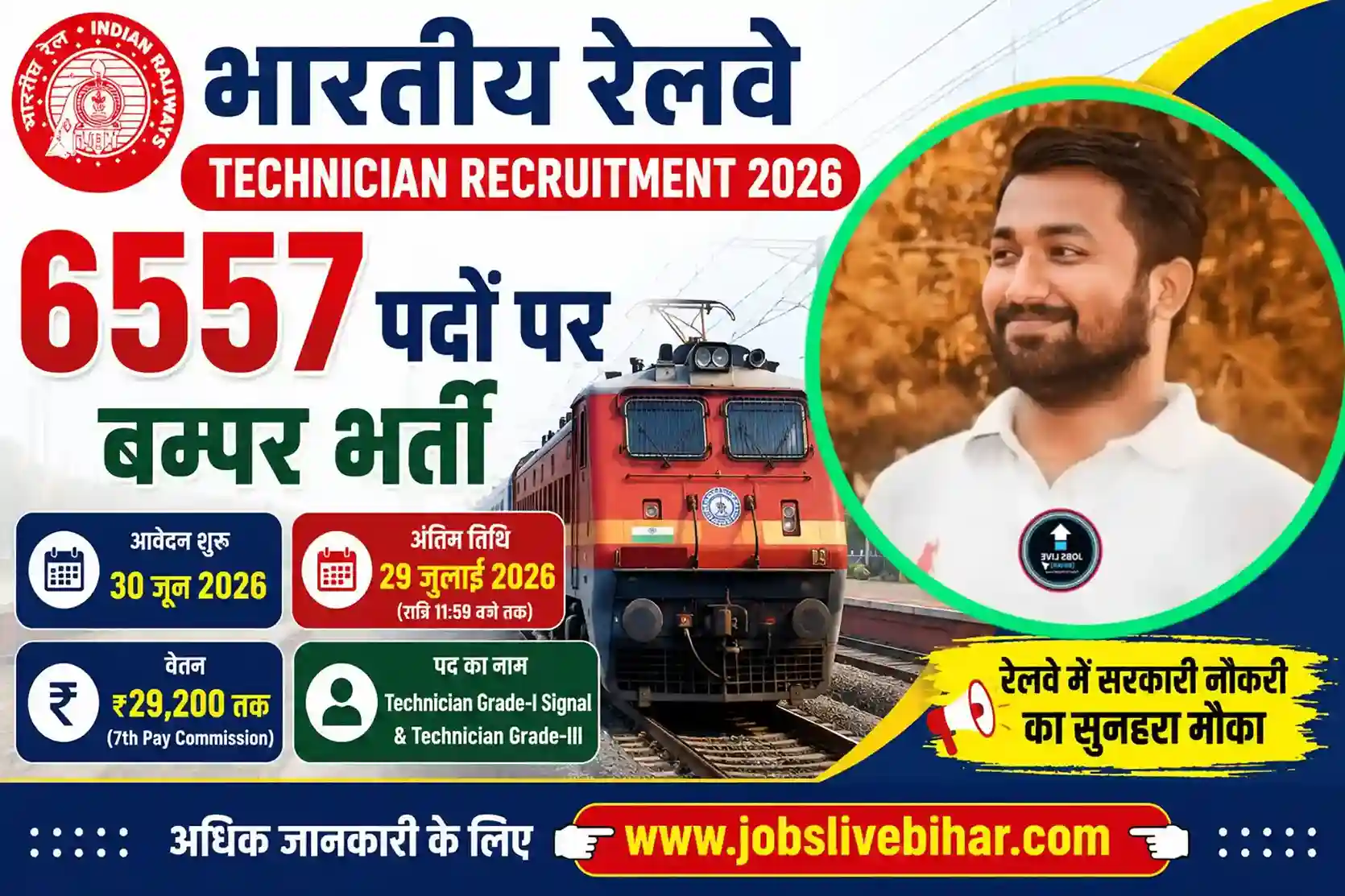 Indian Railway Technician Recruitment 2026 – 6557 Posts Apply Online