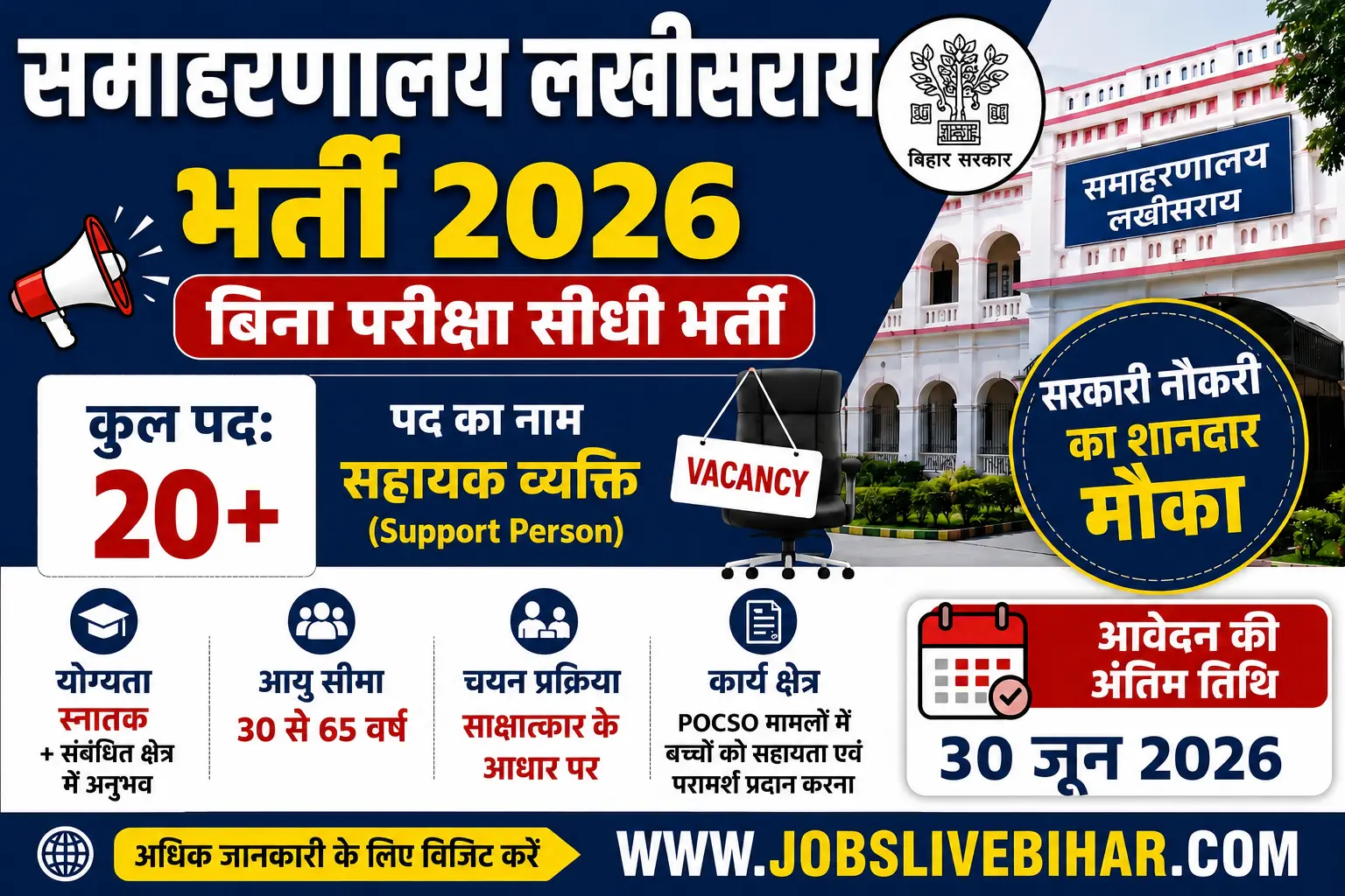Lakhisarai Support Person Recruitment 2026