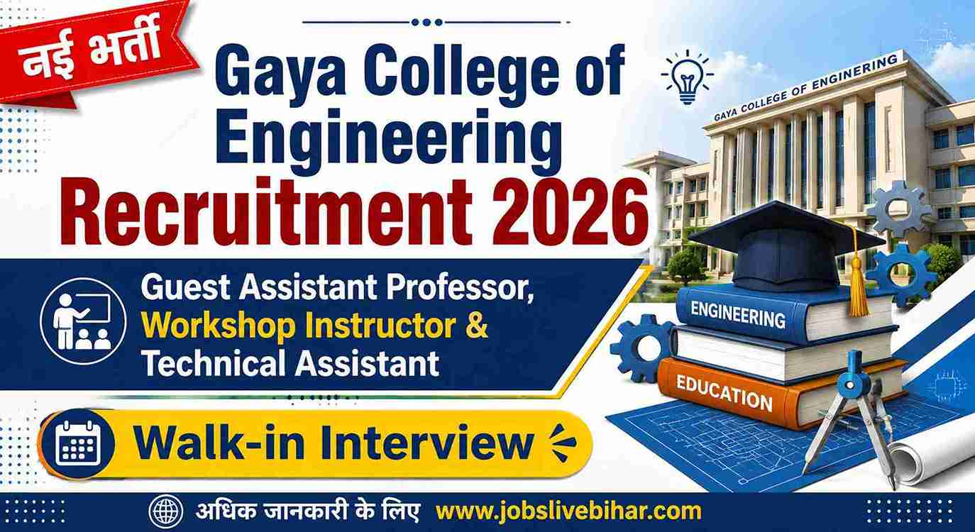 Gaya College of Engineering Recruitment 2026 Guest Assistant Professor, Workshop Instructor and Technical Assistant Vacancy