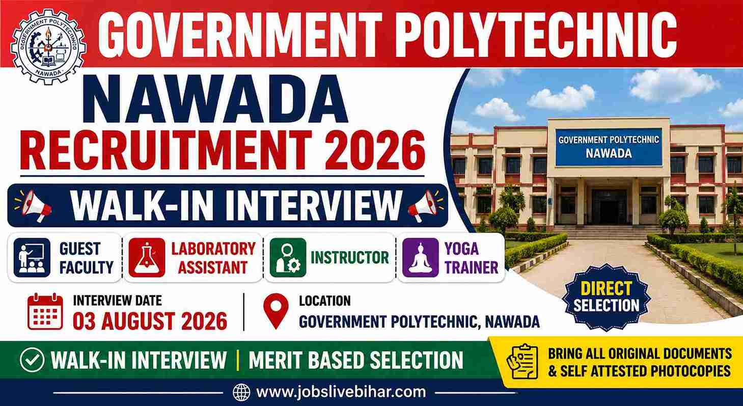 Government Polytechnic Nawada Recruitment 2026 Walk-in Interview for Guest Faculty and Other Posts