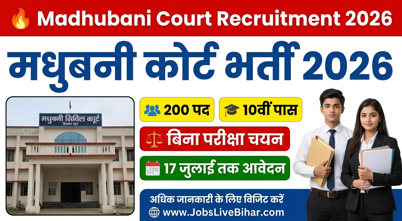 Madhubani Court Recruitment 2026 200 Posts Offline Application for 10th Pass Candidates
