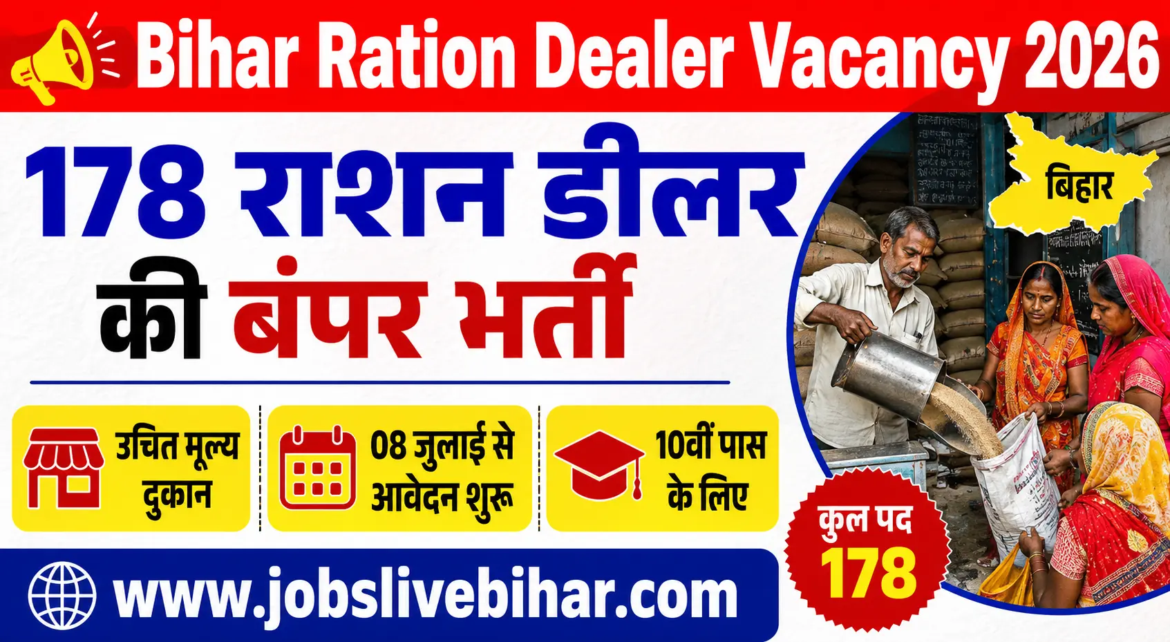 Bihar Ration Dealer Vacancy 2026 178 Fair Price Shop Dealer Recruitment Notification