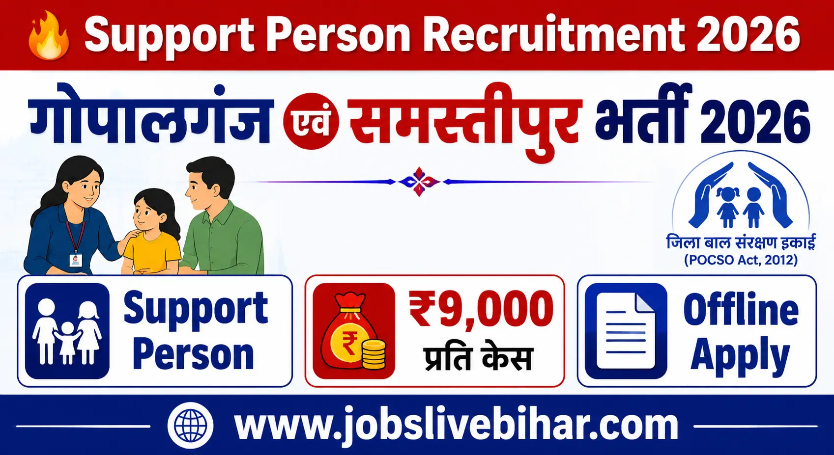 Bihar Support Person Recruitment 2026 Gopalganj Samastipur Support Person Vacancy Notification PDF